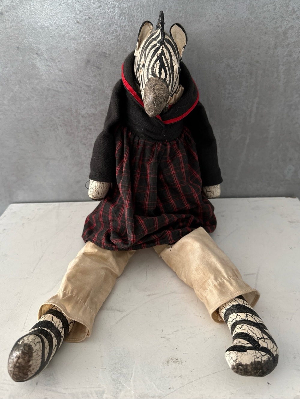 ADORABLE Oil Cloth Sift Body Zebra Art Doll By Judy Watching